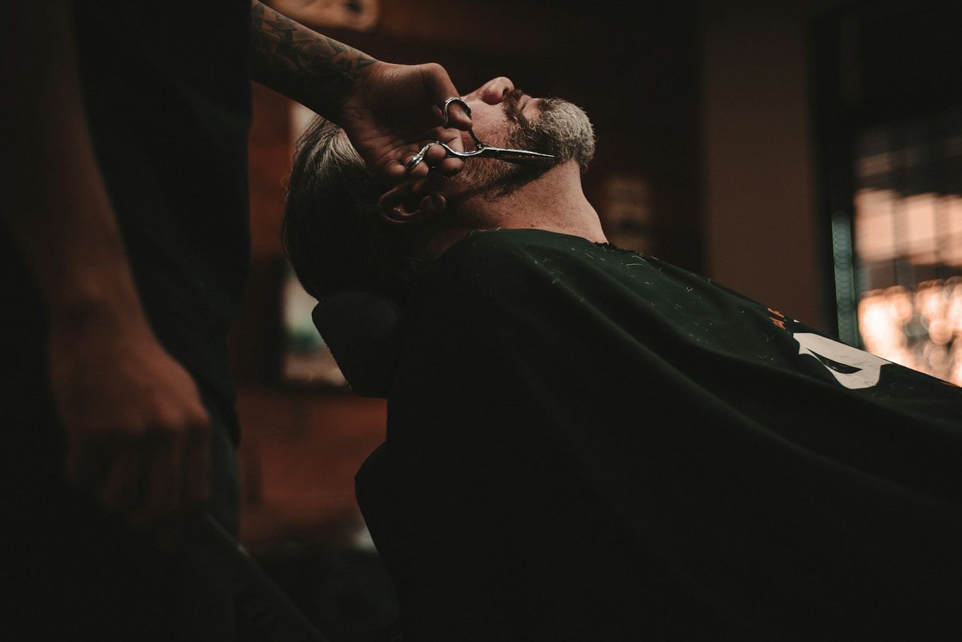 A client in the barber chair