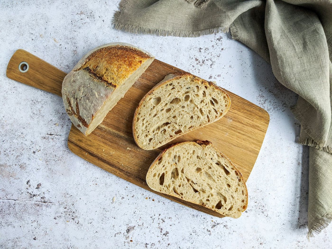 Sourdough loaf on a wooden board