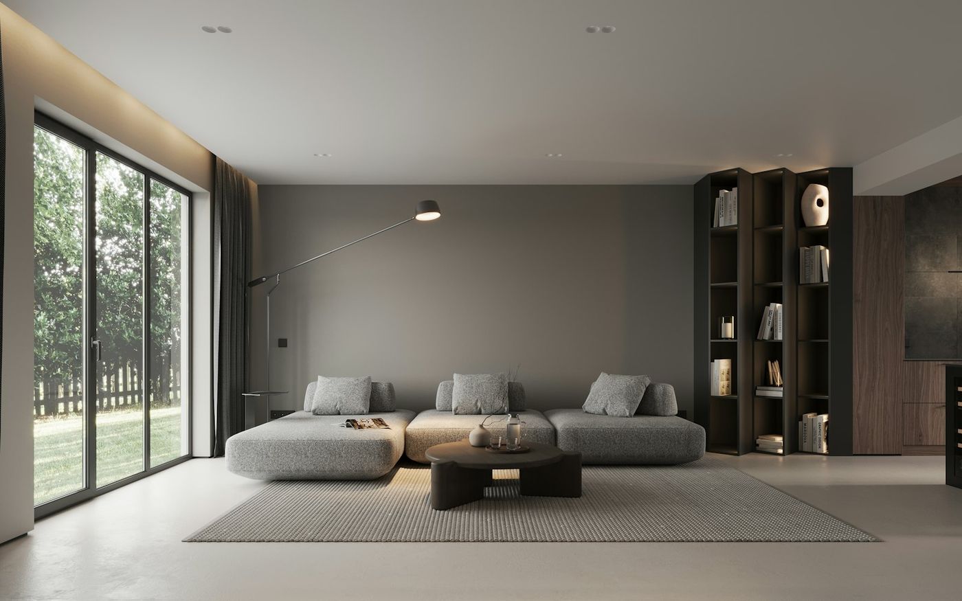 A bright living room with a large window