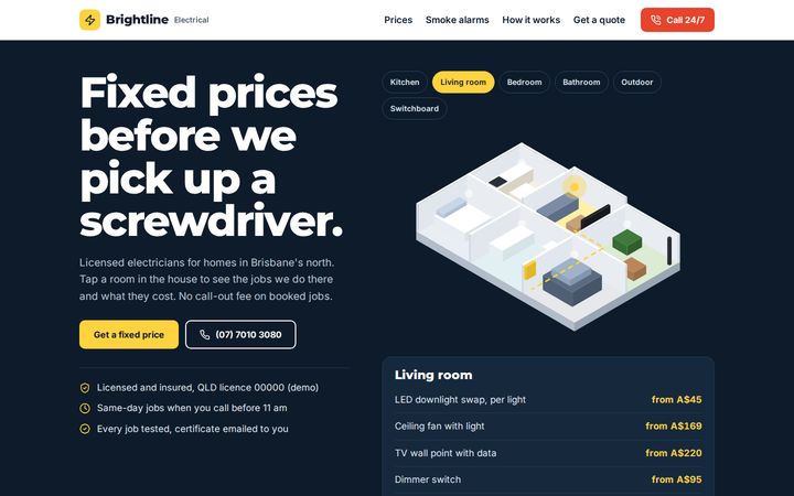 Brightline Electrical example website