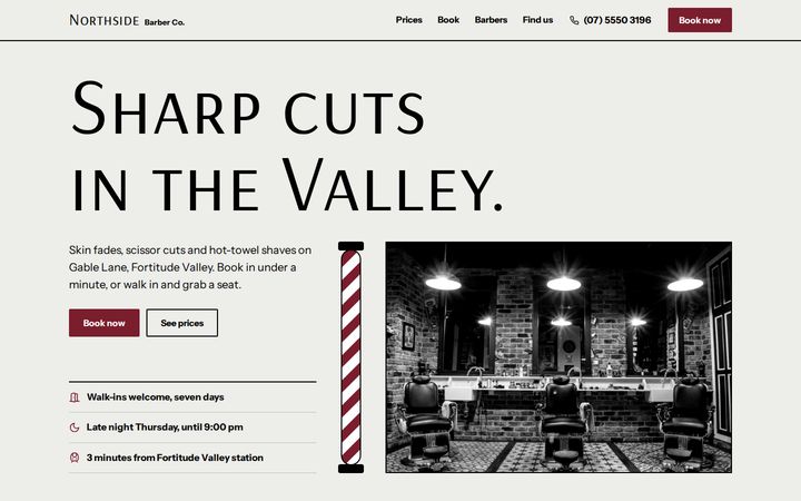 Northside Barber Co. example website